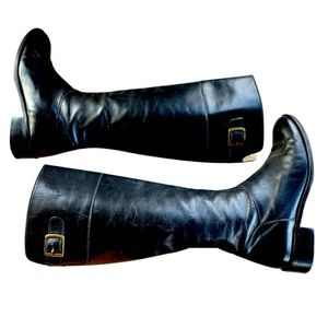 𝅺SAKS Fifth Avenue Black Leather Equestrian Riding Boots Women’s Size 7 1/2.